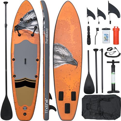 yitahome 11 ft inflatable stand up paddle board for all skill levels, pvc sup paddleboard with complete accessories, wide and non-slip comfort deck for youth & adults yitahome11