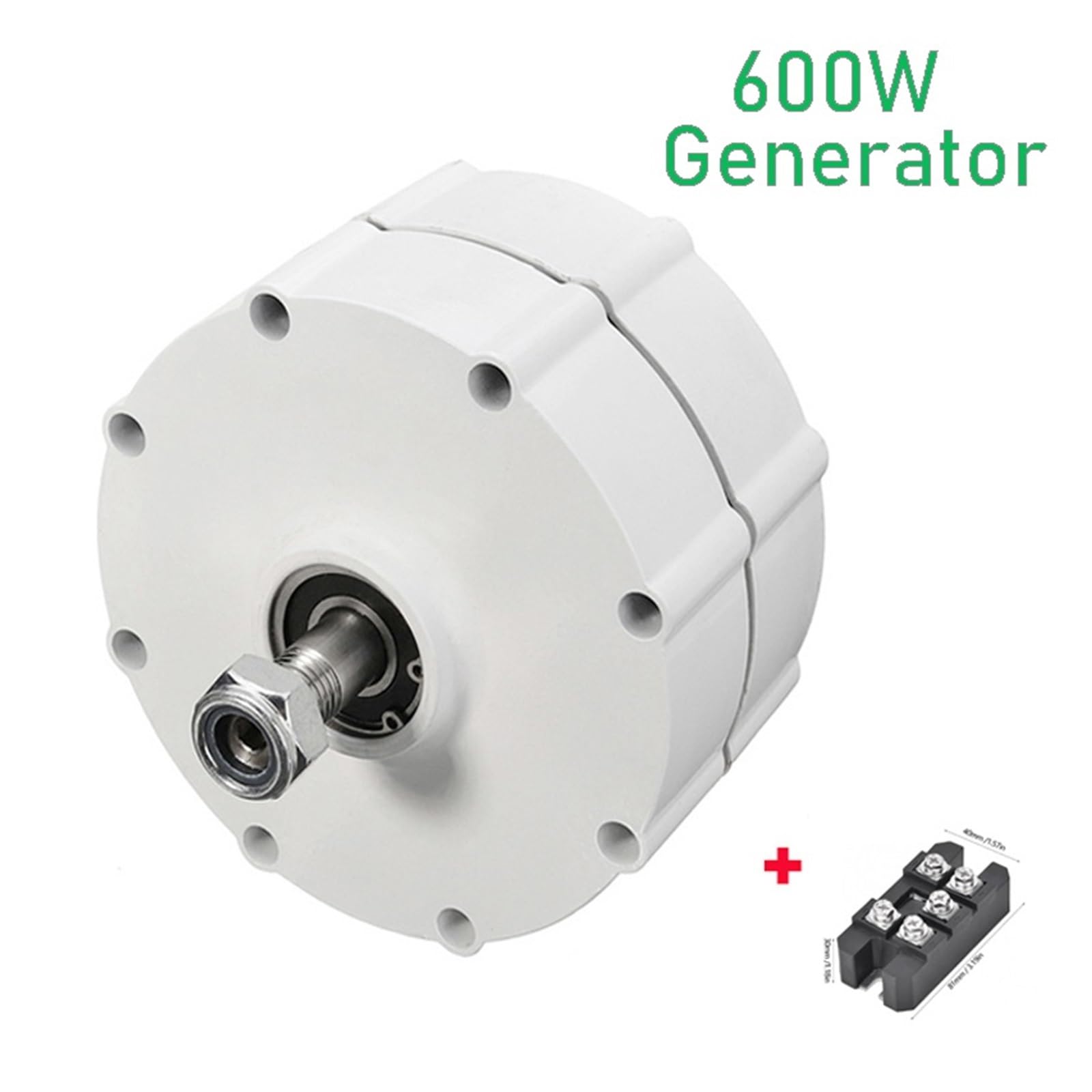 Generador de bajas RPM de 600W, dor eléctrico sin núcleo de 0,6 kW, 12V, 24V, 48V, con rectificador, turbina de imán permanente(With base,Double Shaft,12V)