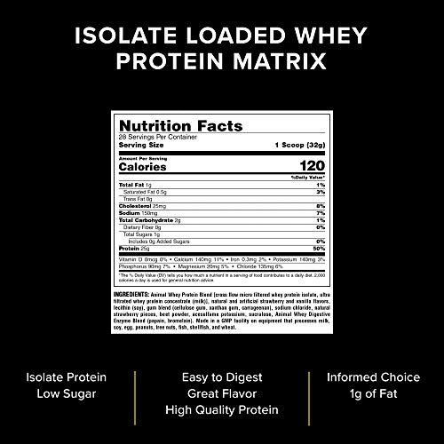 Animal Whey Isolate Whey Protein Powder – Isolate Loaded For Post Workout And Recovery – Low Sugar With Highly Digestible Whey Isolate Protein - Strawberry - 2 Pounds, Am48 #TOP2