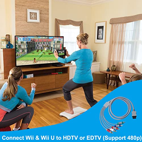 Image of Bealuffe Component Cable for Wii for Wii U Multi Out 5RCA 480P HD Audio Video Cable 6 Feet