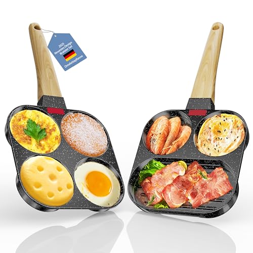 YOYIKKO Spiegeleipfanne 2er Pack, Pancake Pfannkuchen-Omelett-Pfanne, gesunde Eierpfanne für Crêpes, kompatibel mit Gasherd und Induktionskochfeld (schwarz-80)