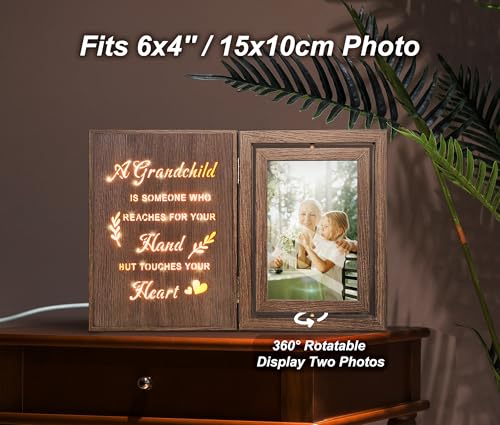 EYITUPC Light Up Grandparents Frame Rotating Wood Grandma Grandpa Gift - Image 4