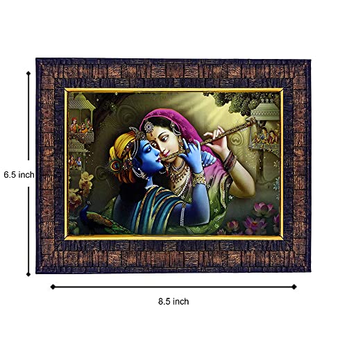 Image of Hawai Radha Krishna Photo Frame, Size- 8.5x7inch | Engineered Wood Wall Hanging Home Decor Religious Frame | SFDI280BLKFRM