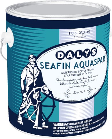 Daly's SeaFin AquaSpar Waterborne Polyurethane Clear Spar Varnish, Satin, 1 Pint