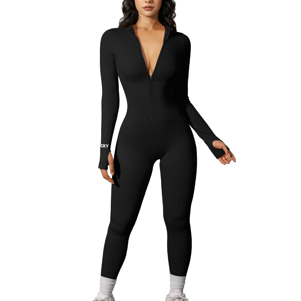 Glamaker Women's One Piece Jumpsuit Zip Up Bodycon Sexy Sleeveless Onesies Rompers Playsuit Party Clubwear