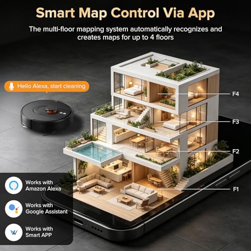Image of Robot Vacuum and Mop Combo with Self-Emptying, Customizable Map Cleaning with LiDAR Navigation
