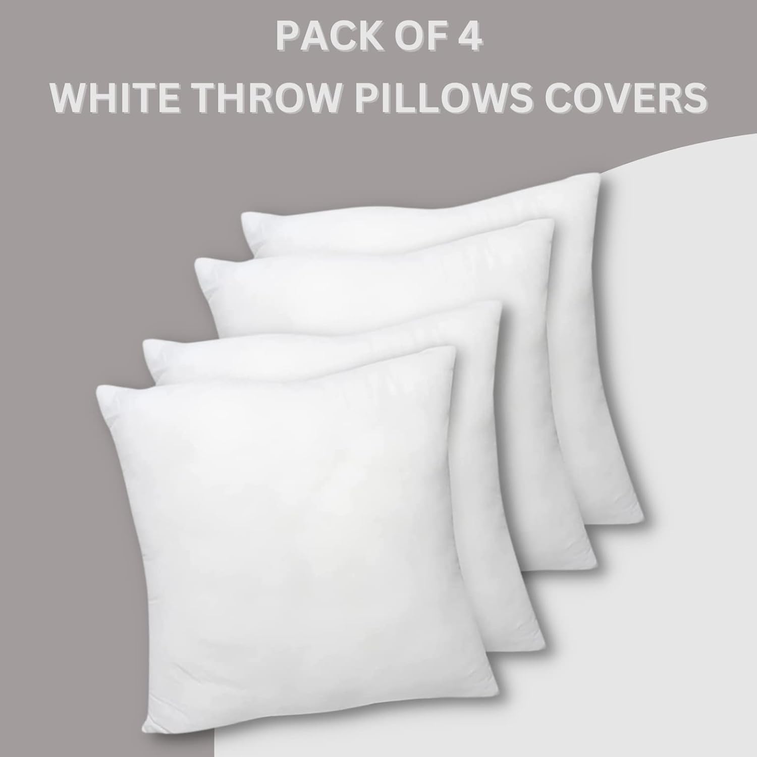 White Throw Pillows Insert (Pack of 4) Bed and Couch Pillows - Indoor Decorative Pillows OEKOTEX Certified (16x16 inch)