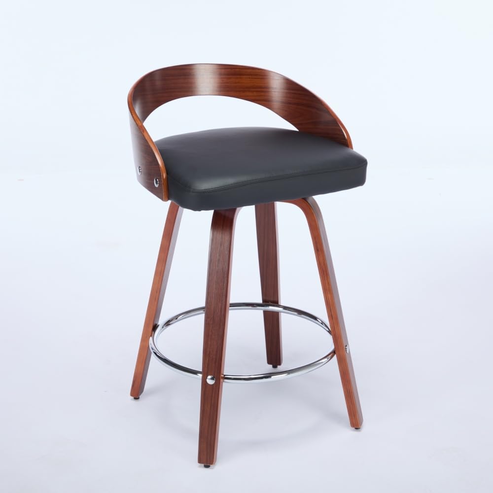 Juego De Taburetes De Bar De Dos Piezas, Taburete De Bar Giratorio, Respaldo Bajo, Taburete De Bar De Madera, Asiento Acolchado.