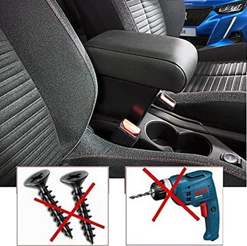 Bracciolo compatibile con Peugeot 2008 nuovo, dal 2020 Bracciolo NONTAGGIO PUNTI ORIGINALI con portaoggetti REGOLABILE in lunghezza in eco pelle nero - no viti e no staffe