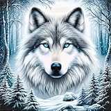 5D Diamond Painting Kits For Adults,Diamond Art Cute Animal Wolf Head Art Kits For Adults,DIY Full Round Drill Diamond Dots With Gem Arts For Home Wall Decor And Adults Holiday Gift 11.8 X 11.8inch