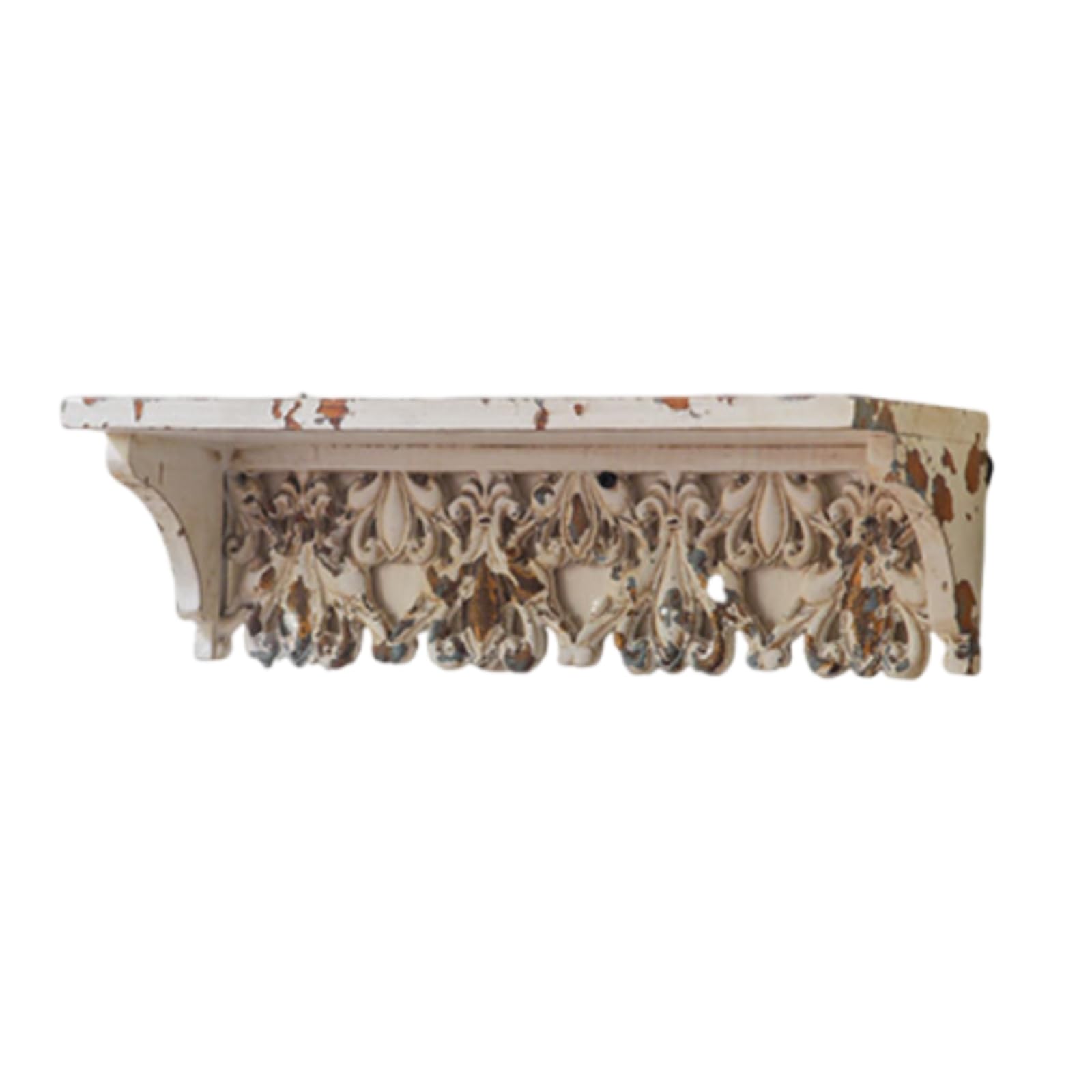 Estante de Pared Vintage Estantería Repisa Organizador con Ganchos de Metal en Estilo Francés Tallado Tablero Artificial Resistente Adecuado para
