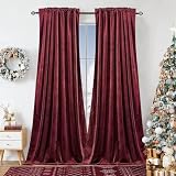 Dchola Wine Red Velvet Curtains for Bedroom Window, Super Soft Vintage Luxury Heavy Drapes, Room Darkening Rod Pocket Curtain for Living Room, W52 by L96 inches, 2 Panels