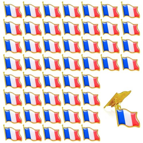 50 Pièces Pins Drapeau Francais Métal Pin's Drapeau Français Broches de Drapeaux Nationaux Francais Badge à épingle Pins Europe Pins Costume Fête...