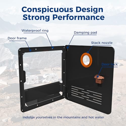 Hillhub 15 x 15 Inches RV Water Heater Black Door (ONLY DOOR). Electrolytic Plate, Electrostatic Powder Coating Technique, Tankless RV Water Heaters Door kit of Hillhub