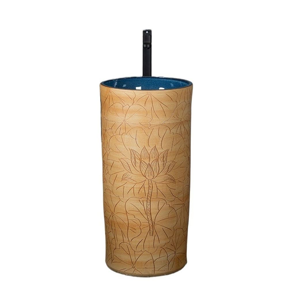 Aertsdfgt A Vessel Sink Integrated Column Basin Wash Outdoor Courtyard Balcony Garden Pool Vill
