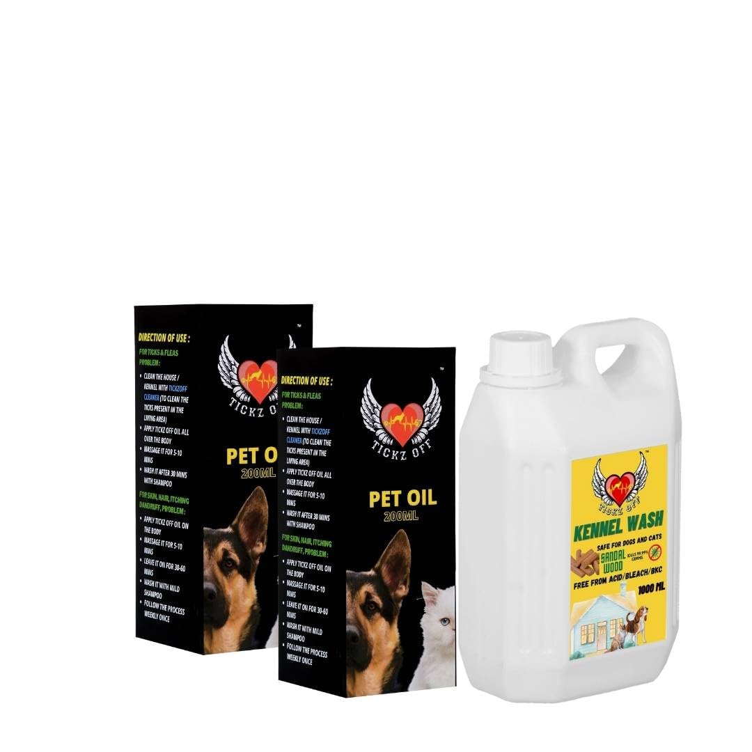 Pet Oil 200ml + Kennel wash | tickzoff | Pet Oil is a Multi use Oil for Pets | Kennel wash is a pet Friendly Floor Cleaner (Sandal, 2 Oil + wash 1L (-15%)) (B0CFYV2CZL) Amazon Price History, Amazon Price Tracker