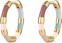 Milan Chiva 14K Gold Plated Reversible Heart Huggie Earrings for Women - Lightweight Hypoallergenic Small Hoop Dangle Trendy Jewelry Gift