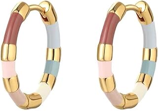 Milan Chiva 14K Gold Plated Reversible Heart Huggie Earrings for Women - Lightweight Hypoallergenic Small Hoop Dangle Trendy Jewelry Gift