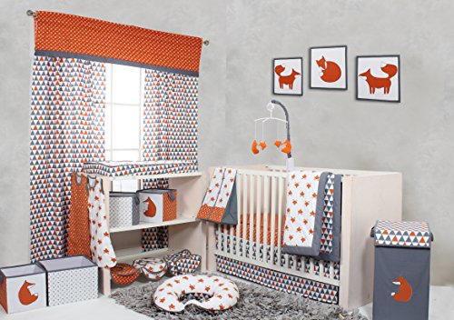 Bacati - Playful Foxes Orange/Grey Crib/Toddler Bed Skirt Dust Ruffle (Orange Arrows Print) #TOP2