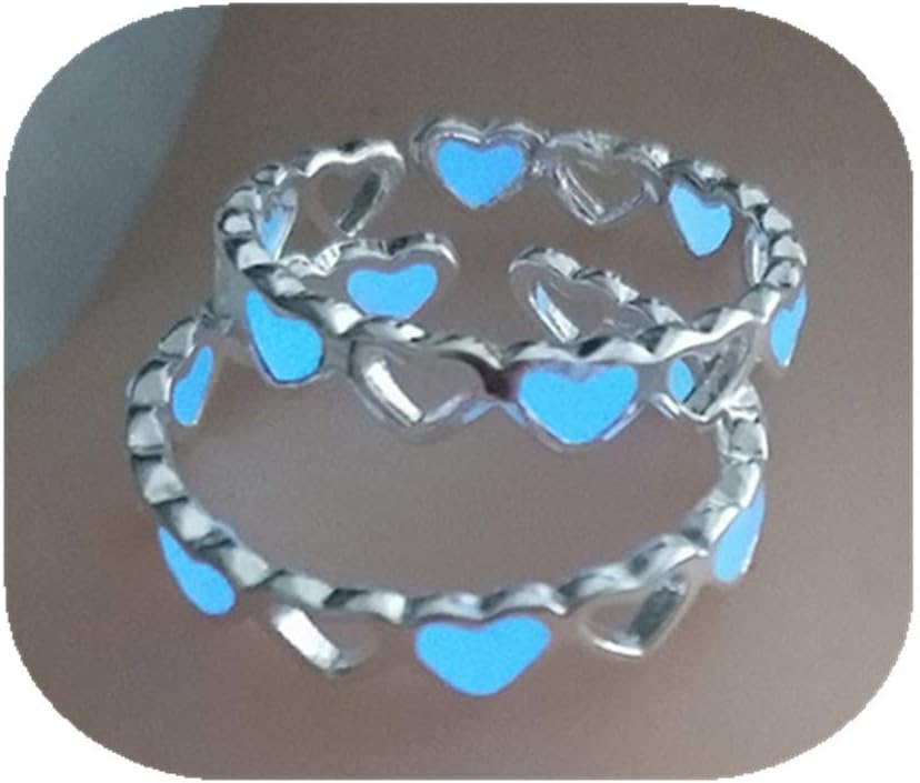 Glowing in Rings for Womens Glow Hollow Adjustable Heart Shape Luminous Ring