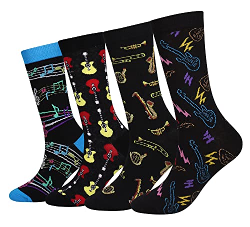 Wish Island Men's 4/5 Packs Band Socks Music Gifts Fun Crazy Novelty Casual Dress Socks...