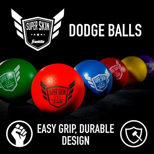 Franklin Sports Dodgeball Ball Set – Superskin-Coated Foam Balls for Playground Games – Small Dodgeballs for Gymnasium Games – Easy-Grip Foam Balls – Won’t Shred or Tear for Hours of Fun