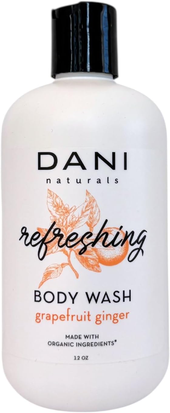 DANI Naturals Grapefruit Ginger Body Wash, Vegan, Sulfate-Free, Made with Organic Ingredients, 12 fl oz