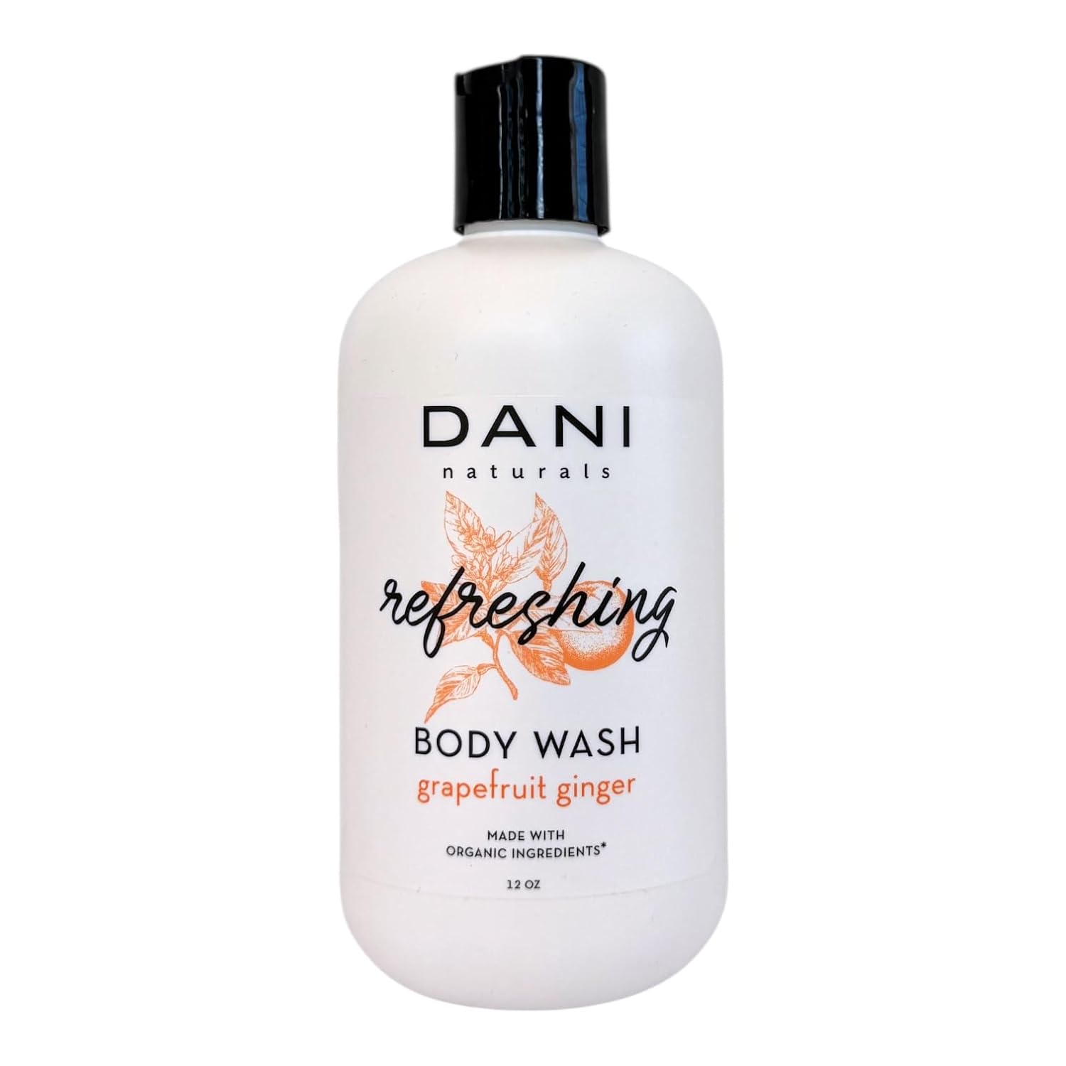 DANI Naturals Grapefruit Ginger Body Wash, Vegan, Sulfate-Free, Made with Organic Ingredients, 12 fl oz