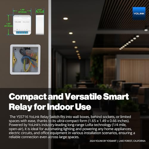 Image of YoLink Relay Switch for Indoor Lighting, Any Home Appliances, Electric Circuits, Office Equipment up to 15A, Real-Time Power Monitor, App Push, Email, SMS, Alexa, Google, IFTTT, HA, Hub Required