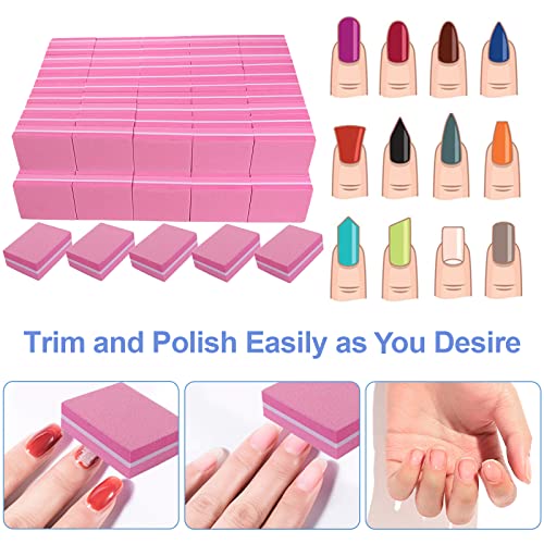 Nail Buffers 100 Pack Hot Pink