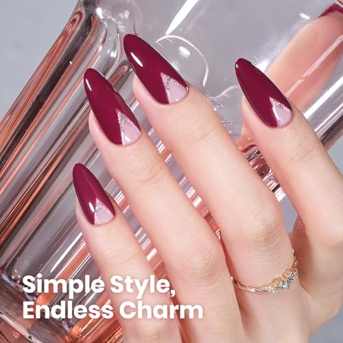 Image of Beetles Burgundy Red Gel Polish - Classic Deep Wine Red Soak Off UV LED Burgundy Gel Nail Polish with Same-Color Bottle, Long Lasting for Salon & Home Manicure Fall Nails Art