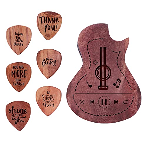 SUPERDANT Notes de Musique Motif Guitare en Forme de Guitare en Bois Boîte de Médiators avec 6 Pcs Triangle Bois… - Les Beatles, Paul McCartney, John Lennon, RIngo Starr, George Harrison SUPERDANT Notes de Musique Motif Guitare en Forme de Guitare en Bois Boîte de Médiators avec 6 Pcs Triangle Bois… – Image 3