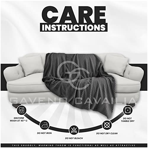 GC GAVENO CAVAILIA Waffle Popcorn Double Throw - Soft Honeycomb Textured Blanket for Sofa and Bed, Charcoal, 150 x 200 Cm - Image 4