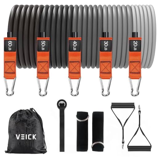 VEICK Resistance Bands, Exercise Bands for Working Out with Handles, Elastic Workout Bands for Men Women, Exercising Bands for Strength Training Equipment at Home Gym