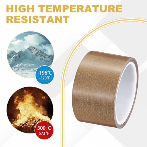 Image of PATIKIL High Temperature PTFE Tape 2-3 /8 Inch x 33 Feet, PTFE Coated Fiberglass Adhesive Tape for Vacuum Sealer Machines Hand-Impulse Sealers Insulation, Brown