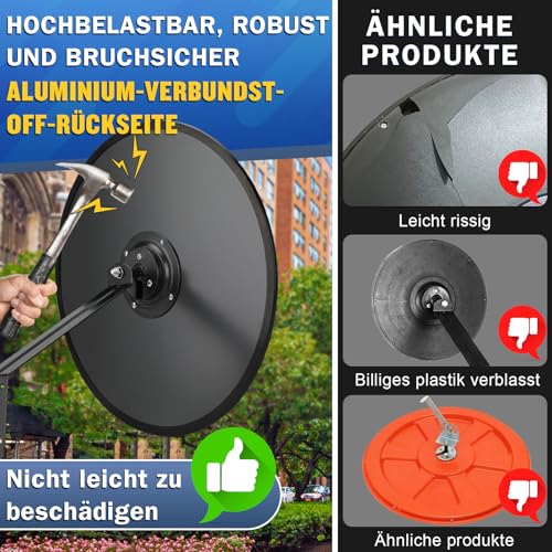 moveland Verkehrsspiegel 45 cm - Verstellbarer Acryl-Konvexspiegel Ausfahrt Spiegel 45 cm - Weitwinkel-Traffic Mirror für Einfahrten, Garage, Verkehr, Hof (Support Indoor und Outdoor, 180 Grad konvex)