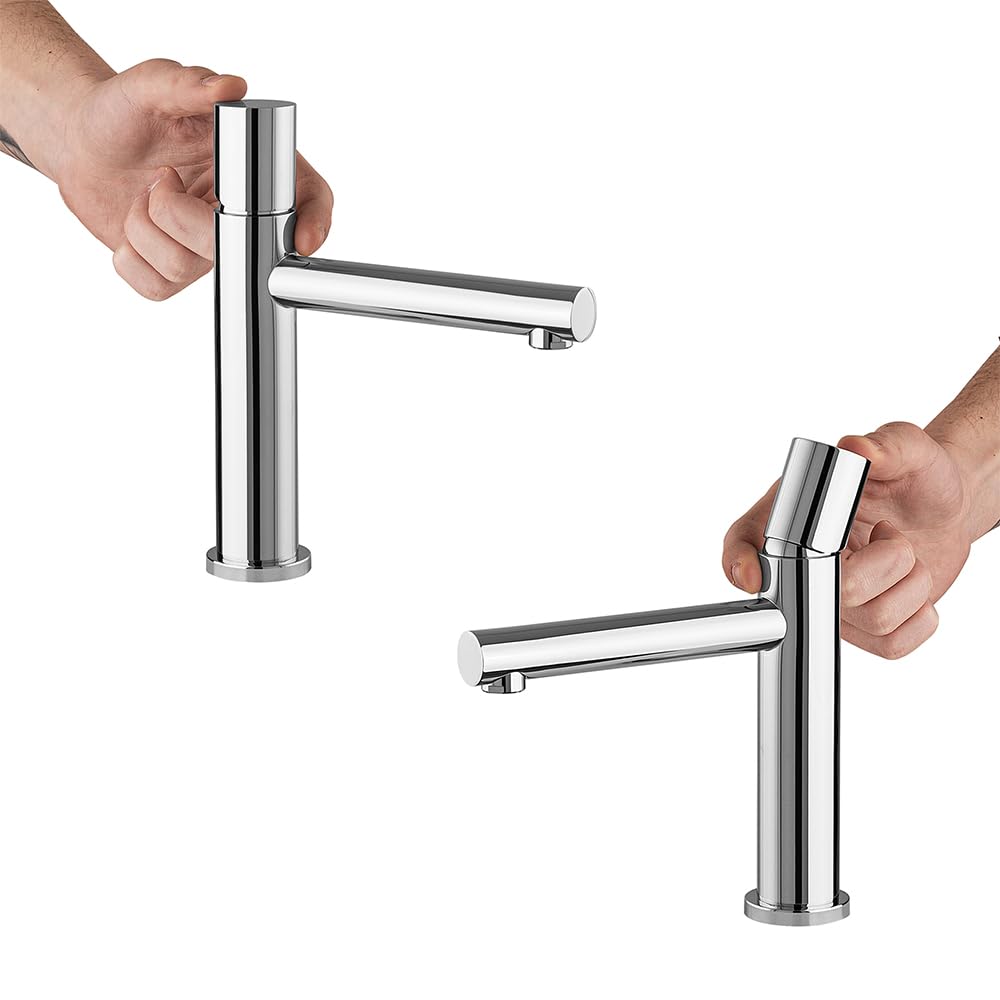 GEMINI Set miscelatori lavabo e bidet cromo acciaio inox manopola rotante