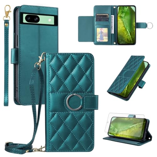 Protection Pixel 8a Asuwish en cuir vert haut de gamme style portefeuille