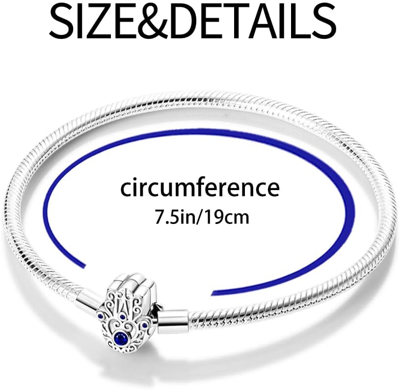 KUNSIR 925 Sterling Silver Palm Clasp Snake Chain Bracelet Basic Charm Bracelets Fit Any PDL Charm, with for Teen Women - Image 6