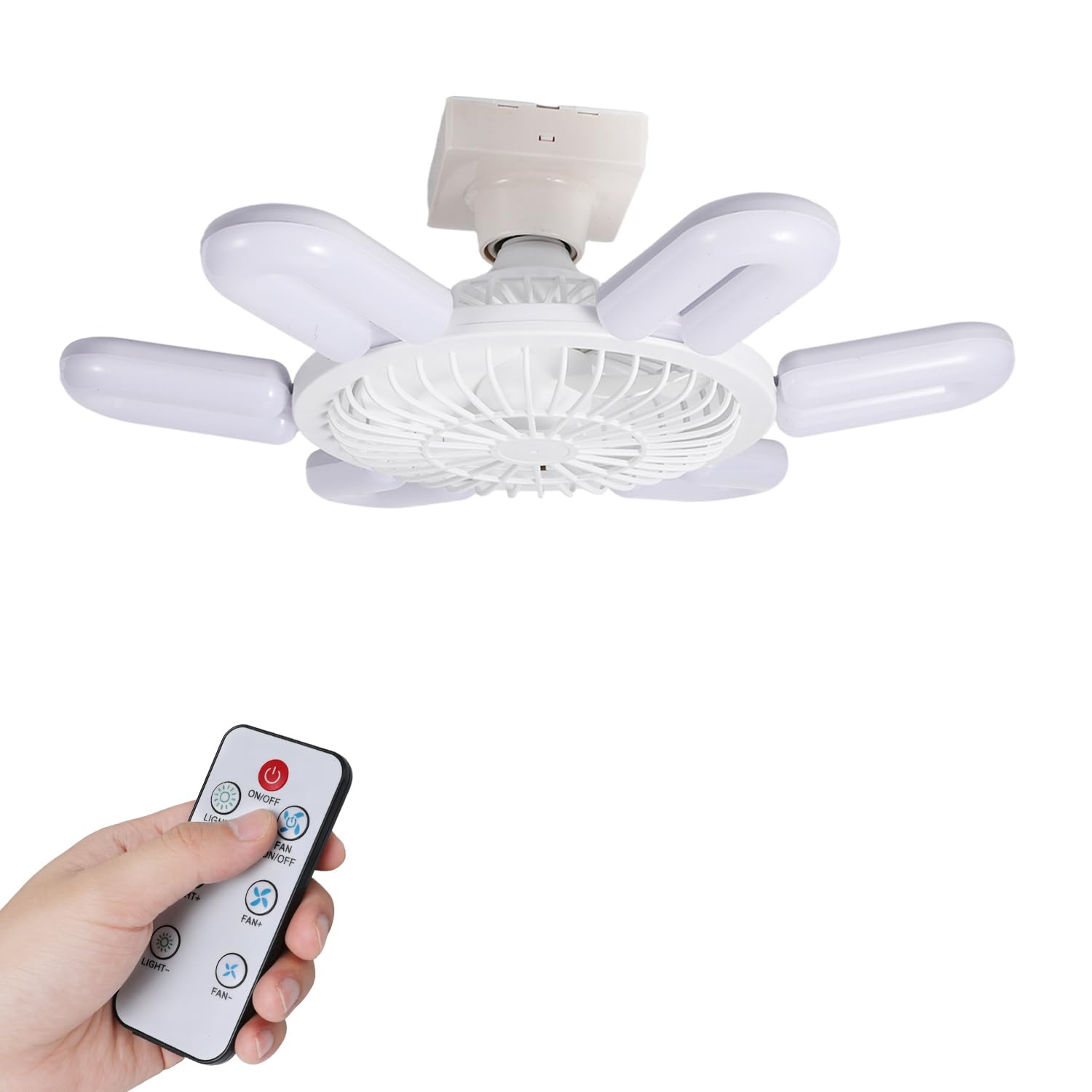 YSINOBEAR Ceiling Fan Light,E27 Fan Lights with Remote Control,Dimmable 40W 2400 Lumens 3-Color 3-Speed,2H/4H Timer,55cm Light Bulb Fan,Ceiling Fan with Light for Bedroom,Kitchen (E27-White-C)