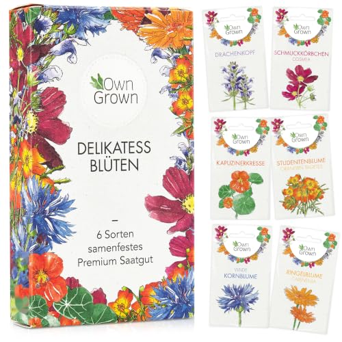 Essbare Blumen Samen Set von OwnGrown Delikatess Blüten Blumensamen Set mit 6 Sorten Blumen Saatgut...