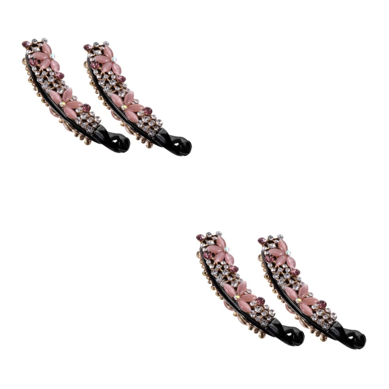Healeved Sets Elegante Bananen-haarspangen Funkelnde Strasssteine ​​haarschmuck Für Frauen Dicke Pcs
