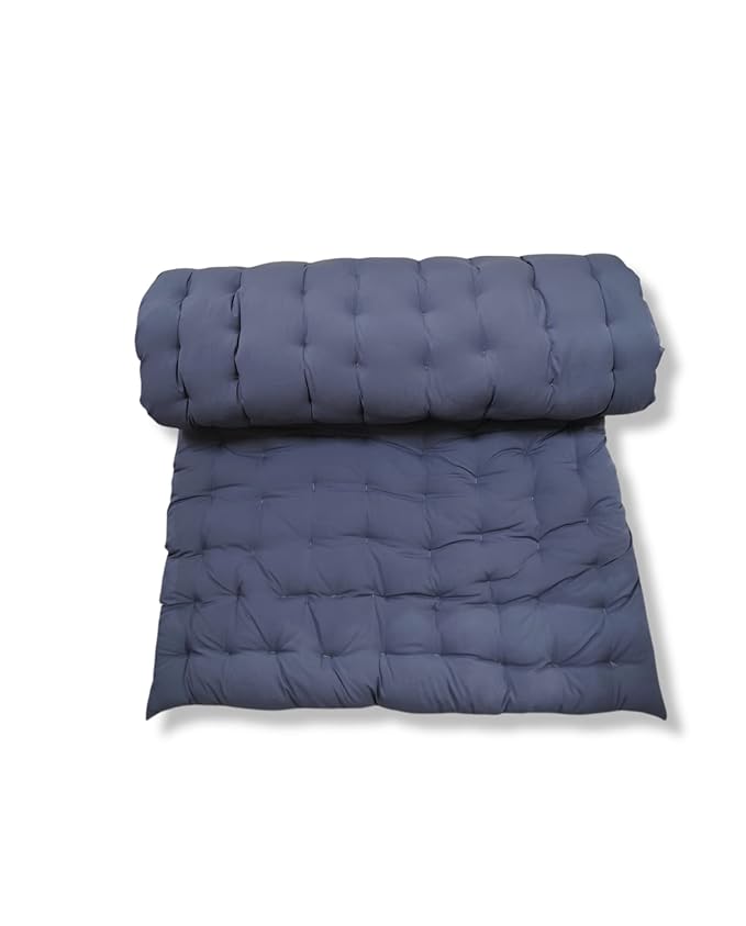 ATOOTFUSION Soft Cotton Grey Color Quilt | Mattress` Foldable Light Weight Filled Single Firm Cotton Quilt Mattress| Gadda (Solid Coloured, 1 Sleeping Capacity, 3 x 6 ft or 72 x 36 Inches) (Grey)