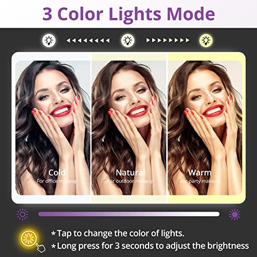 Fabuday Travel Lighted Magnifying Mirror With Lights - Rechargeable 1X/3X/7X Vanity Makeup Mirror With 3 Color Lighting, Light Up Led Compact Mirror, Desk Folding Cosmetic Mirror With Bag #TOP3