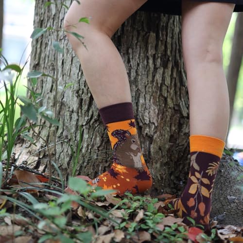 Image of 2 Pairs Cartoon Animal Crew Socks Fun Cotton Mid Calf Socks for Women