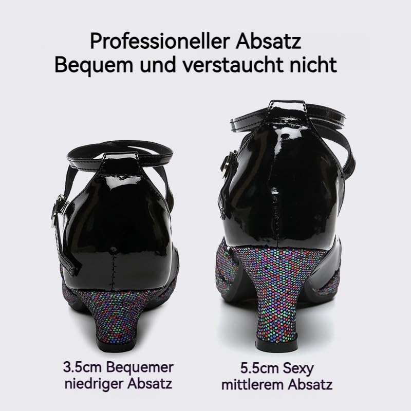 Latein Tanzschuhe Für Damen Professionelle Tanzschuhe Ballsaal Party Salsa Tanzübung Performance Schuhe Modisches Design Und Knöchelriemen Glitzer Sandalen 33-42EU