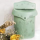 Cassetta Postale Shabby retrò in Ferro battuto da Parete con Serratura da Appendere alla Parete, Decorazione per la casa, Cassetta delle Lettere Impermeabile da Giardino, Verde