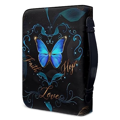 Image of Talayituse Bible Covers for Women Men PU Leather Bible Case Bible Bag Tote Book Carrying Case Christian Bible Accessories, Butterfly Floral, Medium