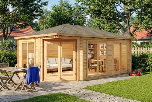 Abri de Jardin Julia-40 ISO en Bois de la Marque Alpholz | abri de Jardin et de Loisirs | Chalet de Jardin | pentagonale, Construction en madriers, cabane de...