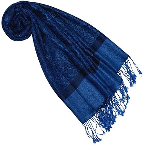 Lorenzo Cana Marken Pashmina Damenschal gewebtes Paisleymuster Damastwebart 70 cm x 180 cm Naturfaser Modal Schaltuch Schal Tuch Blau 9328777 Cover